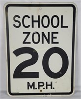 School Zone 20 Mph Metal Sign