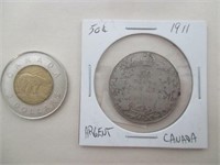 Pièce 50¢  Argent 1911 Canada