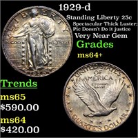 1929-d Standing Liberty 25c Grades Choice+ Unc