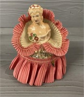 Antique ChalkWare Pin Cushion Lady in Dress
