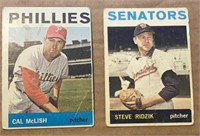 2 1964 Topps Baseball - McLish / Ridzik