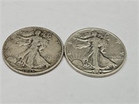 2- 1936 S Walking LIberty 1/2 Dollar Silver Coins