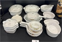 Floral Pyrex & Corning Covered Baking Dishes.
