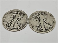 2- 1935 Walking Liberty 1/2 Dollar Silver Coins