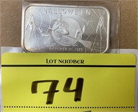 1973 HALLOWEEN, 1 OUNCE SILVER BAR