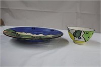 Pottery dish, 11.75" and bowl, 5.75 X 3.25"H