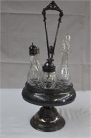 Silver plate cruet set, 19"H