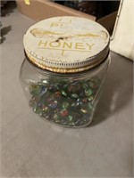 Honey jar with mini marbles