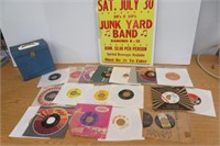 Vintage 45 Records in Case & Junkyard Bank Poster