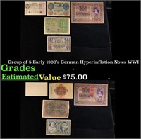 Group of 5 Early 1900's German Hyperinflation Note