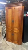 Large Early Pine Corner Cabinet