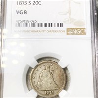 1875-S Seated Twenty Cent Piece NGC - VG8