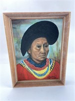 Signed Seminole Painting Native American Portrait