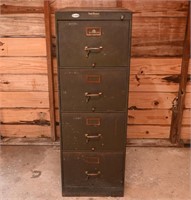 Vintage Metal File Cabinet w/ Brass Details