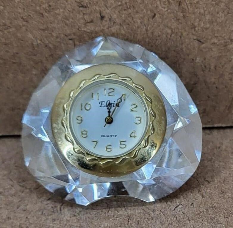 Elgin Mini Crystal Heart Clock