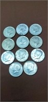 Grouping of 11 1965-1968 copper clad half dollars