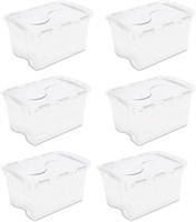 Sterilite 48qt Hingd Storage Box Stackable: 6 bins