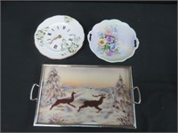 WALL CLOCK, SERVING TRAY, FLORAL SERVING TAY