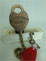 Western Union brass padlock with key