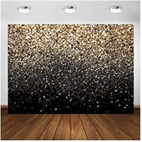 SJOLOON 7X5ft Black and Gold Backdrop Golden Spots