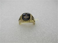 Vintage 14kt Onyx Masonic Ring, Sz. 8, 7.05 Gr.