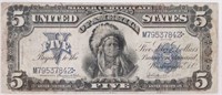 Coin 1899 $5 Silver Certificate Indian Chief PMG20