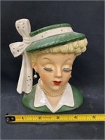 Head Vase White Bow