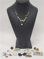 Vintage Jewelry incl 1 .925 Necklace & Rhinestones