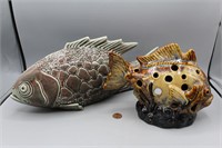 Studio Art Pottery Fish Planter & Fish Frog