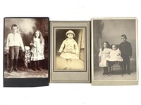 3 Mounted Paper Photos of Children