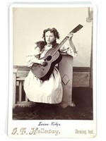 Cabinet Card Portrait Young Woman w Guitar, IN