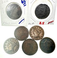 Seven Assorted Large Cents