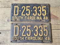 Lot of 2 South Carolina 1948 License Plates