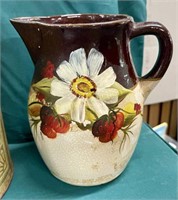 HAND PAINTED POTTERY PITCHER - CRAZING