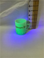 Dubuque Iowa Uranium Glass Mug, 3”T
