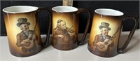 Antique Ioga Warwick Musician Mugs (3)