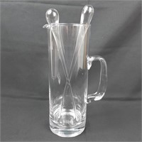 Clear glass 11" martini pitcher with two stirrers