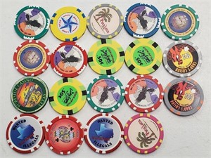 19 Various Texas Casino Chips