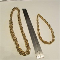 2 gold colored necklaces