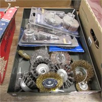 BOX OF WIRE BRUSHES ETC