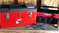 2 Toolboxes with various size spade bits