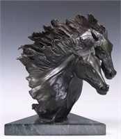 KATE HIDDLESTON (20TH C.) BRONZE HORSES SCULPTURE