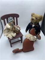 Brass Button Bear and dolls