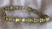 Sterling Silver Bracelet w/ Yellow & White Stones
