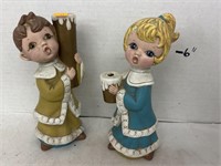 Vintage Ceramic Candle Holder Christmas Carolers