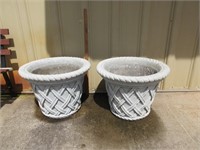 Pair of Cement Planters: 18"T & 23"Wide at the Top