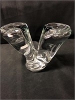 Signed Crystal Glass Candlestick