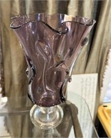 Hand Blown Purple Art Glass Vase