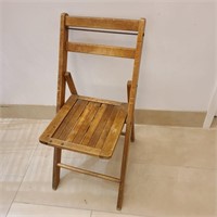 Vintage Wooden Slat Seat Folding Chair