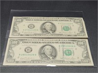 Two 1981 $100 Bills
